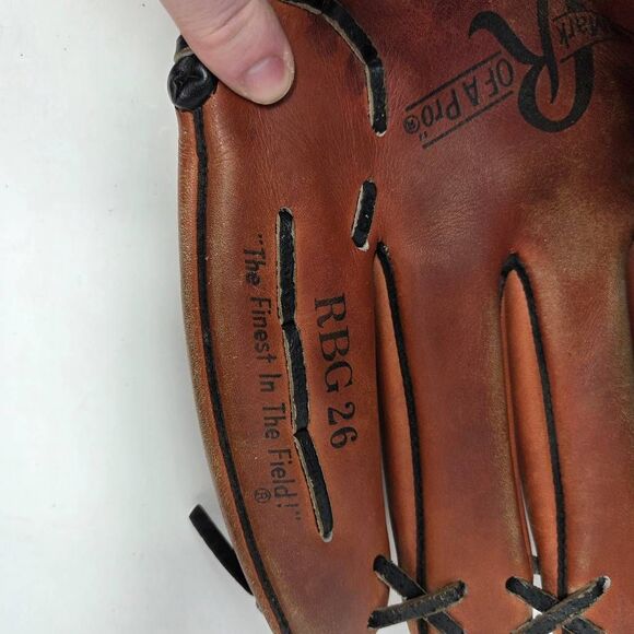 RAWLINGS RBG26 12.5" BASKET-WEB BROWN LEATHER BASEBALL SOFTBALL GLOVE MITT - Picture 7 of 8